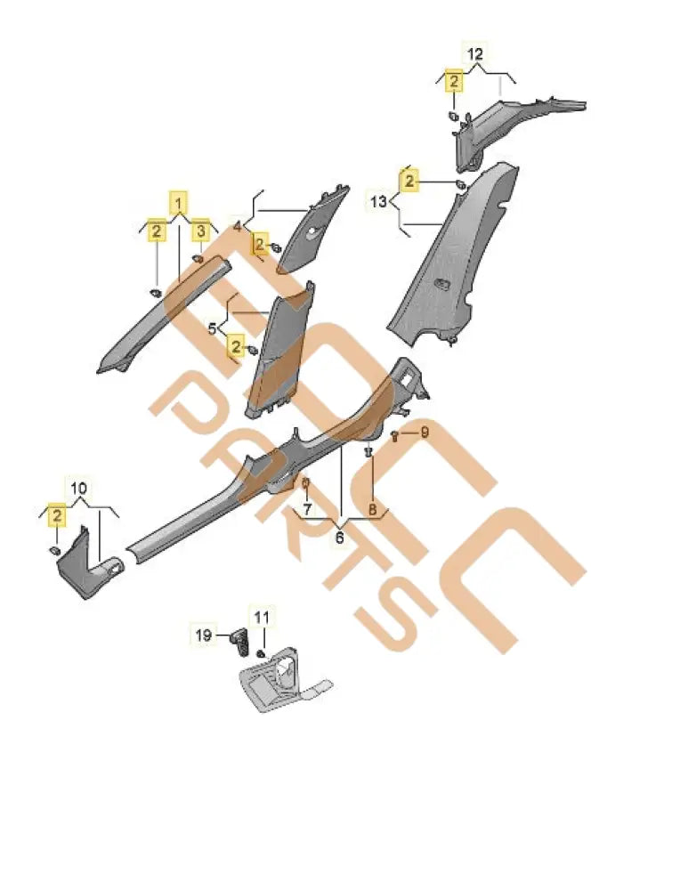 CUPRA A-PILLAR TRIM RIGHT LOWER 5FA863484