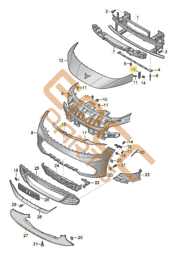 CUPRA BORN GUIDE PROFILE FRONT BUMPER 10E807183