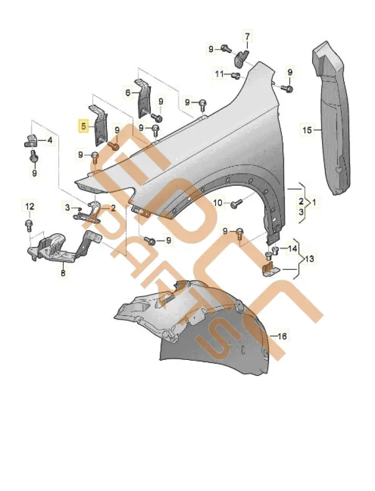 SEAT CUPRA FORMENTOR 2022 BRECKET-FENDER (CENTER LEFT) 5FF821327