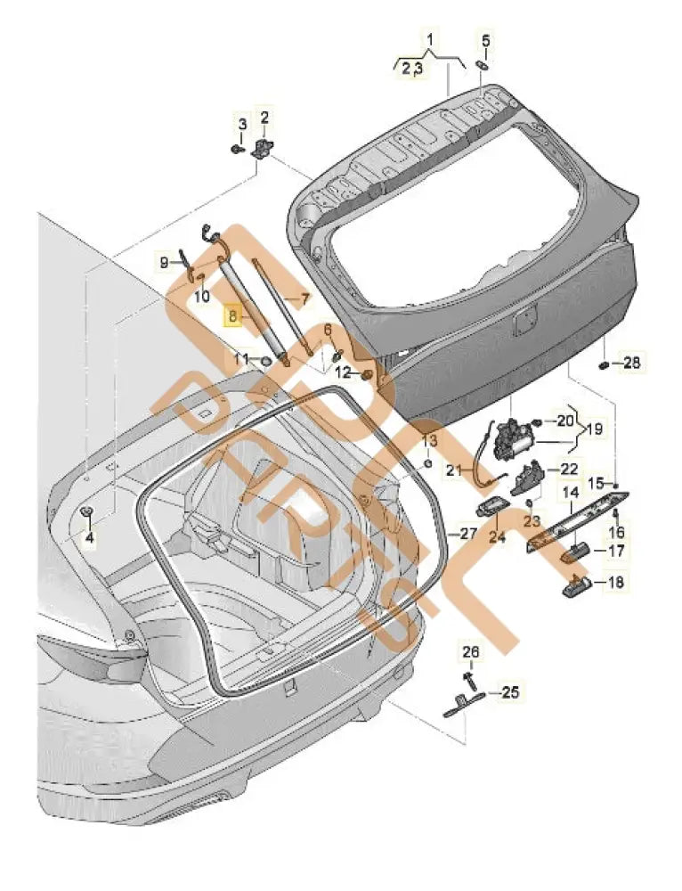 CUPRA FORMENTOR DRIVE UNIT FOR REAR LID (RIGHT) 5FF827552A