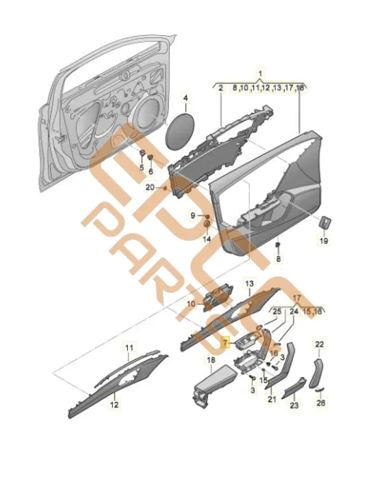 SEAT CUPRA FORMENTOR 2022 HANDLE SHELL WITH ELECTRICALLY OPERATED WINDOWS 6F2867171