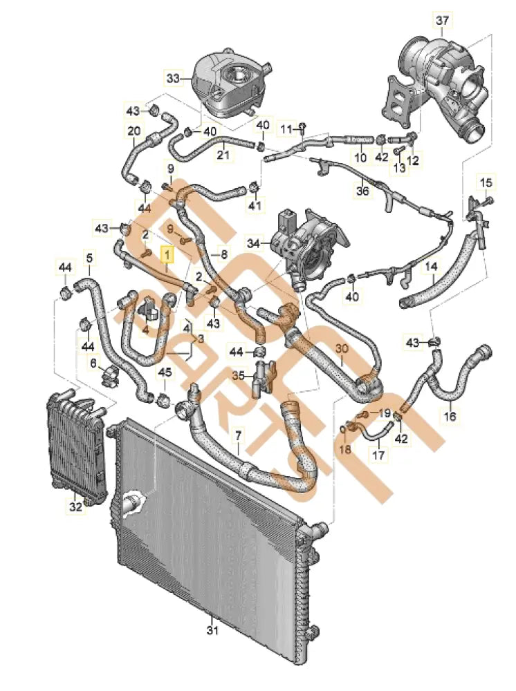 CUPRA LEON COOLANT PIPE WITH HOSE 5WA121070C 5WA122101AD