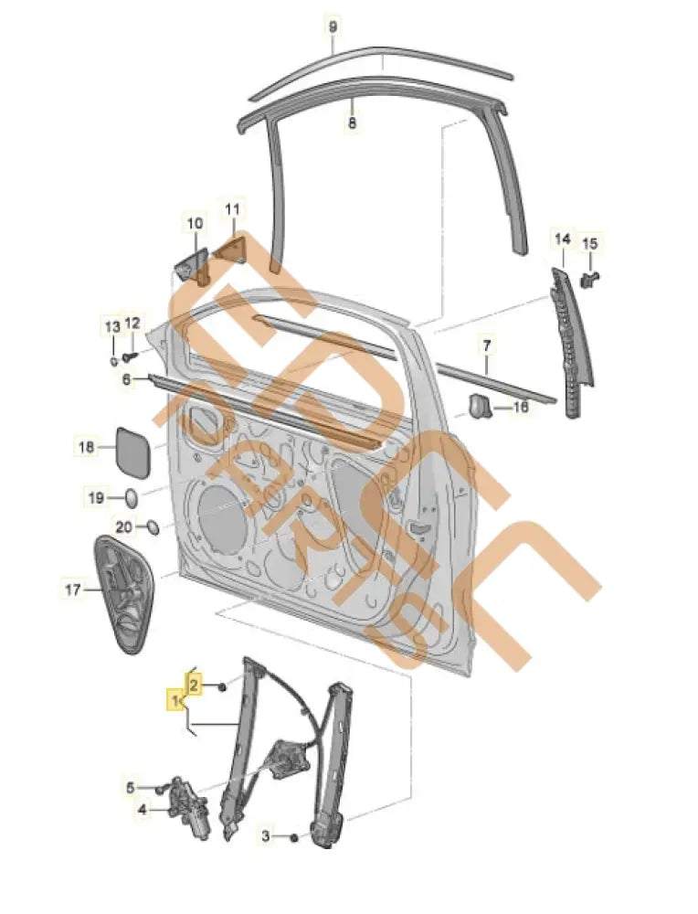 SEAT CUPRA FORMENTOR 2022 WINDOW REGULATOR WITHOUT MOTOR 5FF837462A