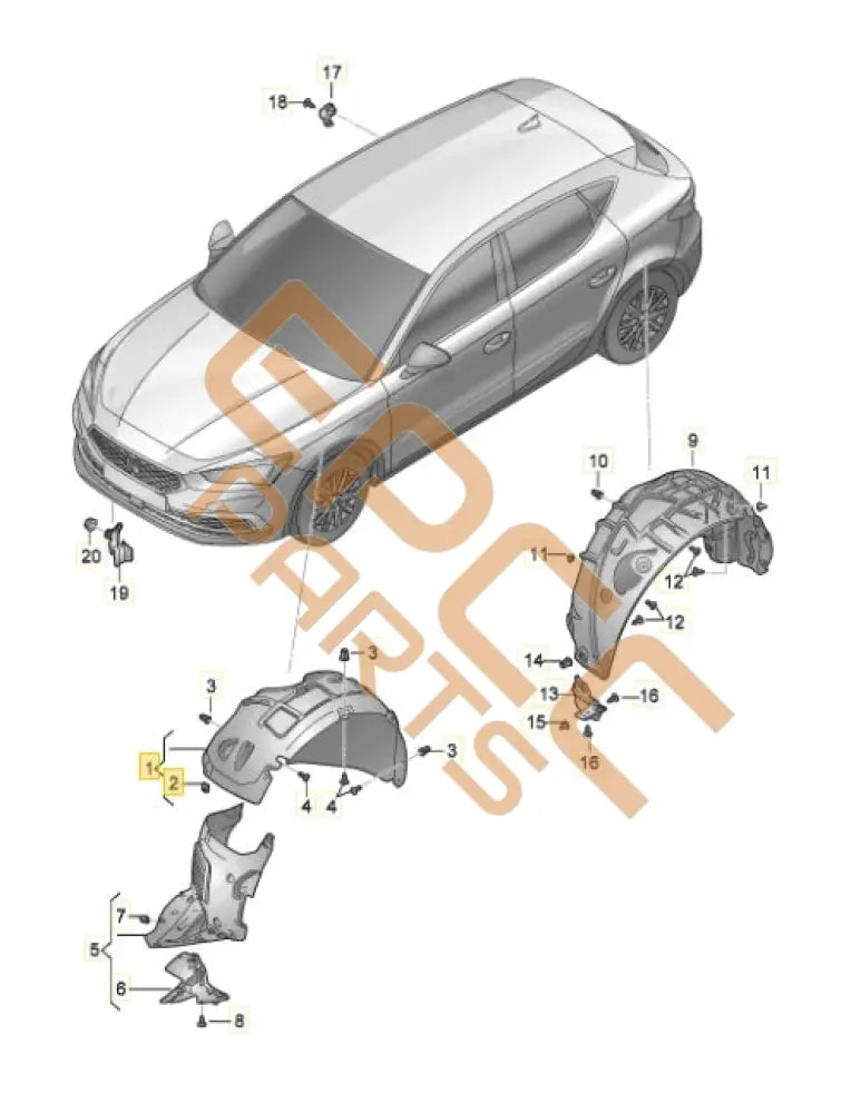 SEAT CUPRA LEON 2024 WHEEL HOUSING LINER (FRONT RIGHT) 5FA809958H Wheels