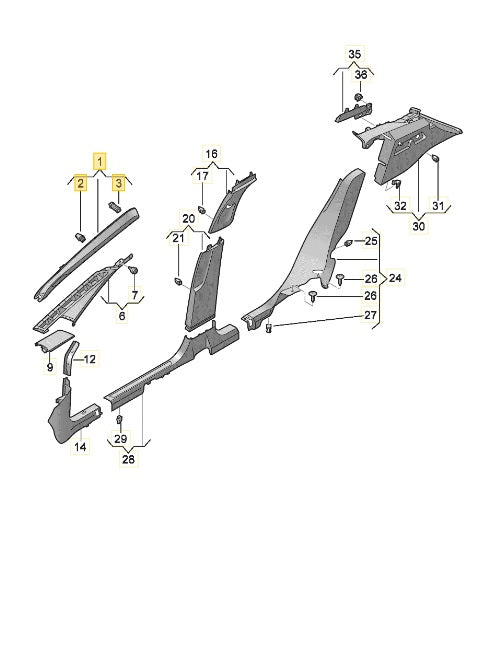 CUPRA BORN 2023 A PILLAR TRIM (LEFT UPPER) 10A867233E