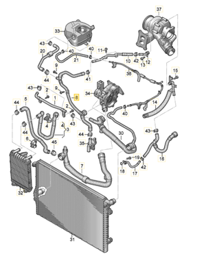 CUPRA LEON CONTROL VALVE WITH COOLANT HOSE 5WA122157AG 5Q0906457K