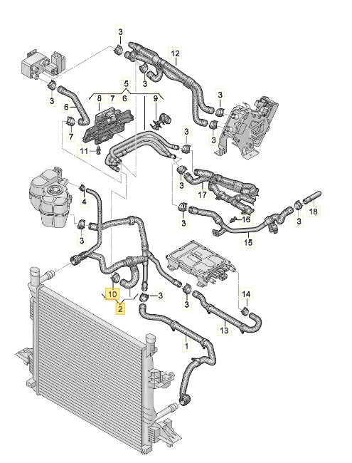 CUPRA BORN 2023 COOLANT HOSE WITH QUICK RELEASE COUPLING 1EA122101DC