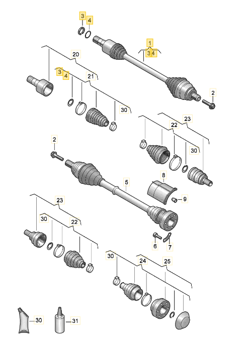 CUPRA LEON 2023 DRIVE SHAFT LEFT 5Q0407271CQ