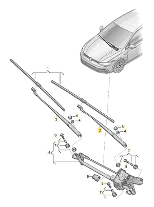 CUPRA LEON 2023 WIPER ARM WITH WIPER BLADE 5FC955409 5FC955409A