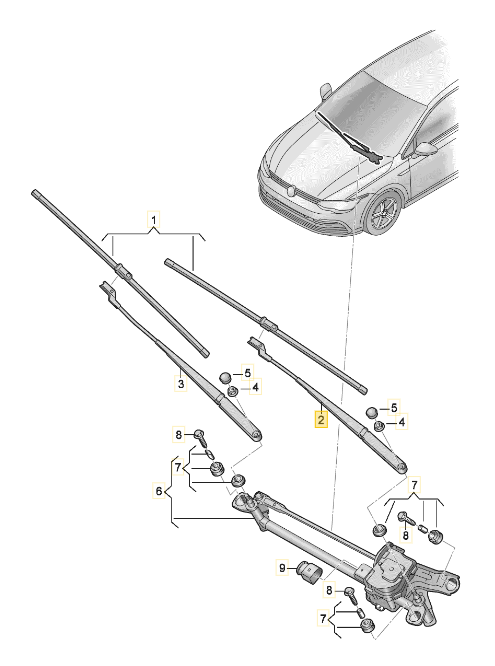 CUPRA LEON 2023 WIPER ARM WITH WIPER BLADE 5FC955409 5FC955409A