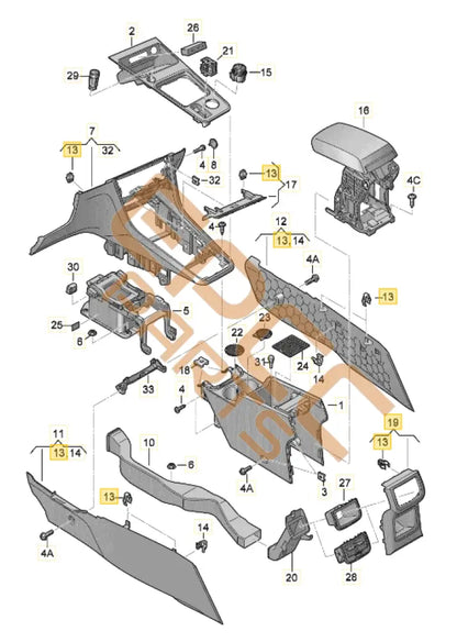CUPRA ATECA CENTER CONSOLE AIR VENT WITH COVER 575819203 575864298F