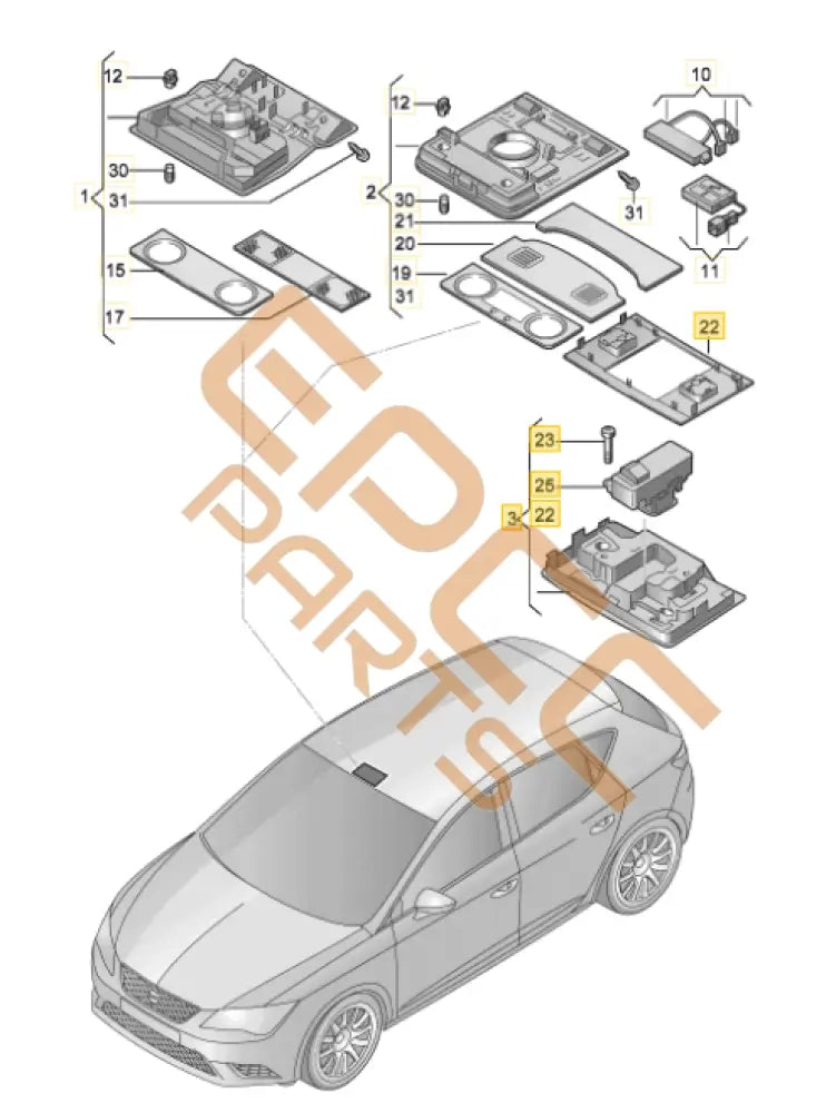 CUPRA ATECA LED INTERIOR AND READING LIGHT 5TA947105C