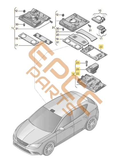 CUPRA ATECA LED INTERIOR AND READING LIGHT 5TA947105C