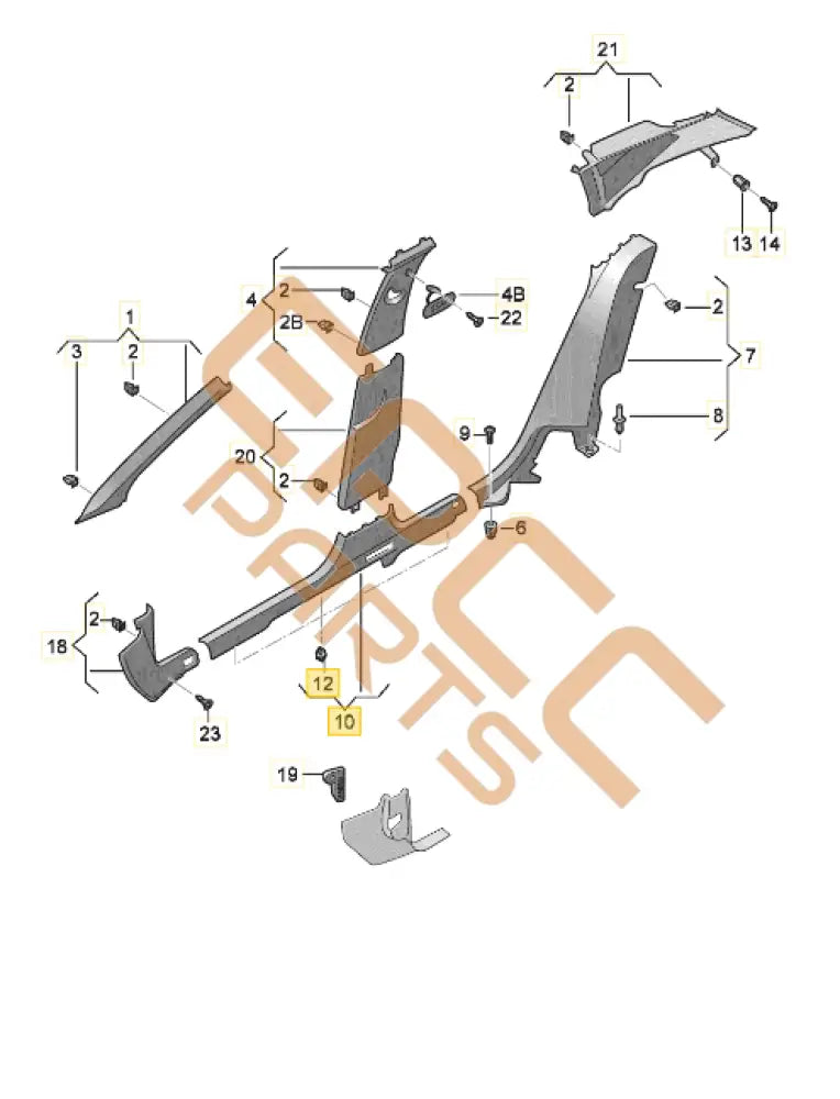 CUPRA ATECA SILL TRIM STRIP WITH B PILLAR TRIM 57A867239 575853371