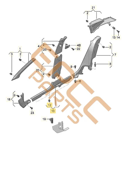 CUPRA ATECA SILL TRIM STRIP WITH B PILLAR TRIM 57A867239 575853371