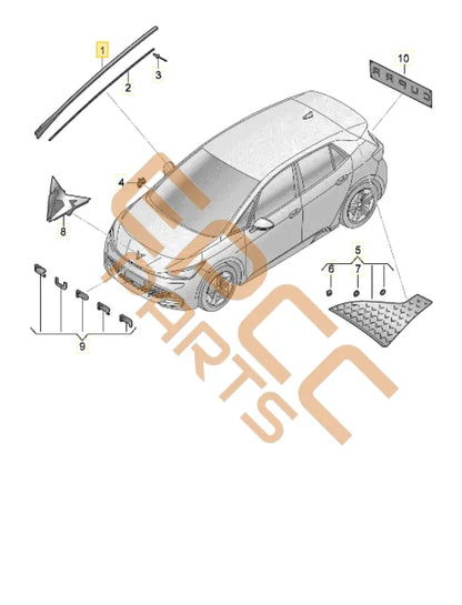 CUPRA ATECA TRIM STRIP FOR WIND-SCREEN 575854319A
