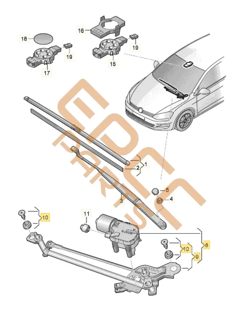 CUPRA ATECA WINDOW WIPER MOUNTING WITH WITH WIPER MOTOR 577955023B