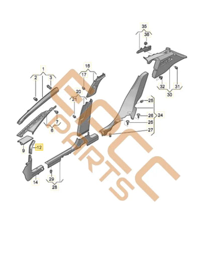 CUPRA BORN A PILLAR TRIM CENTRE LEFT 10A868223A