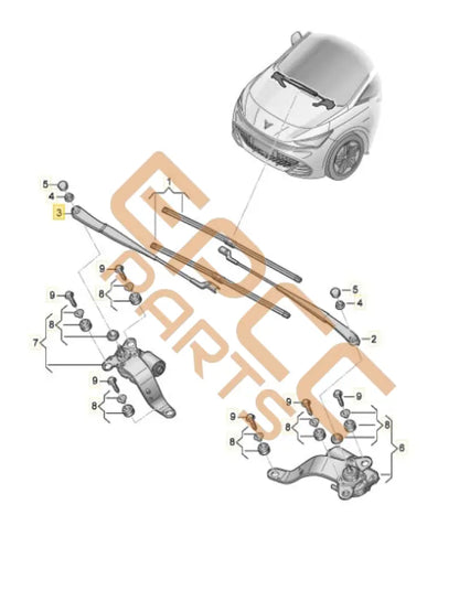 SEAT CUPRA BORN 2023 AERO WIPER ARM (PAIR) 10A955410 10A955409