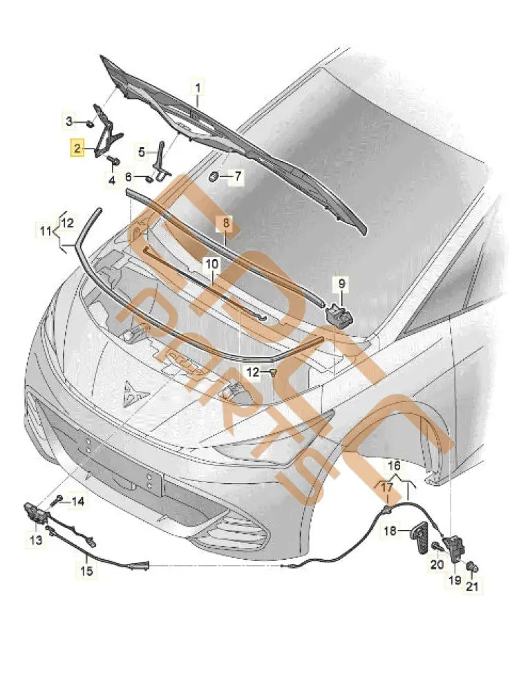 CUPRA BORN 2023 BONNET HINGE PAIR 10A823302A 10A823301A
