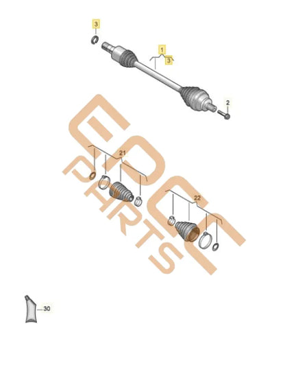 SEAT CUPRA BORN 2023 DRIVE SHAFT (RIGHT) 1EA501204P