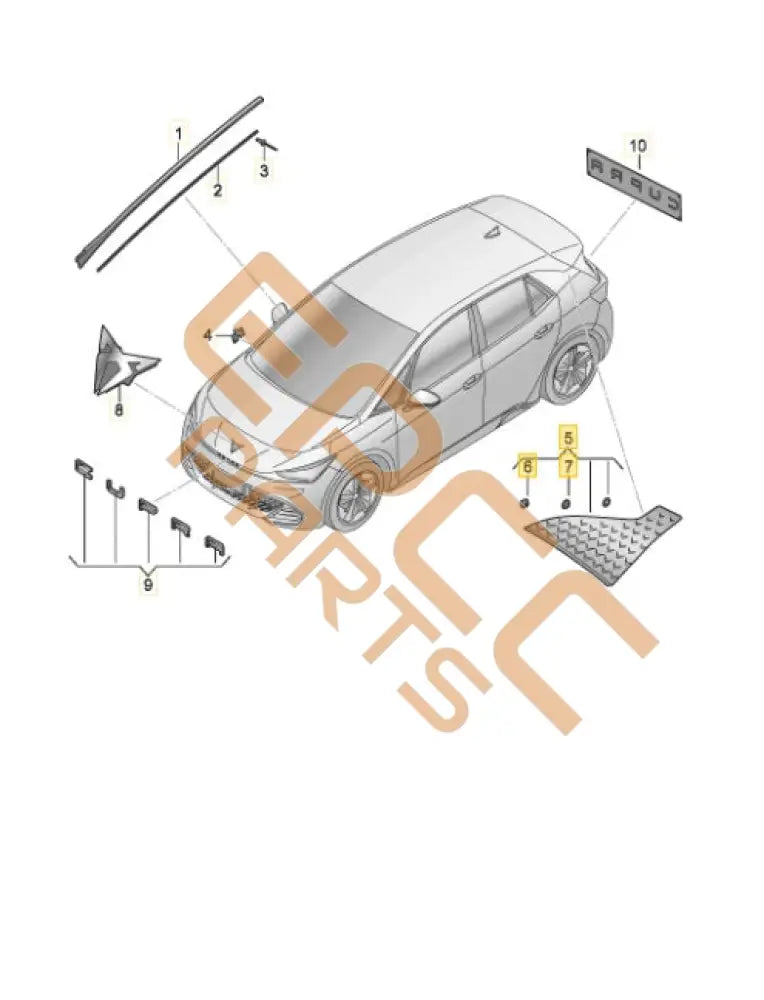 SEAT CUPRA BORN 2023 REAR LEFT EXTERIOR PILLAR TRIM 10E853377E