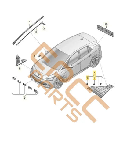 SEAT CUPRA BORN 2023 REAR RIGHT EXTERIOR PILLAR TRIM 10E853378E