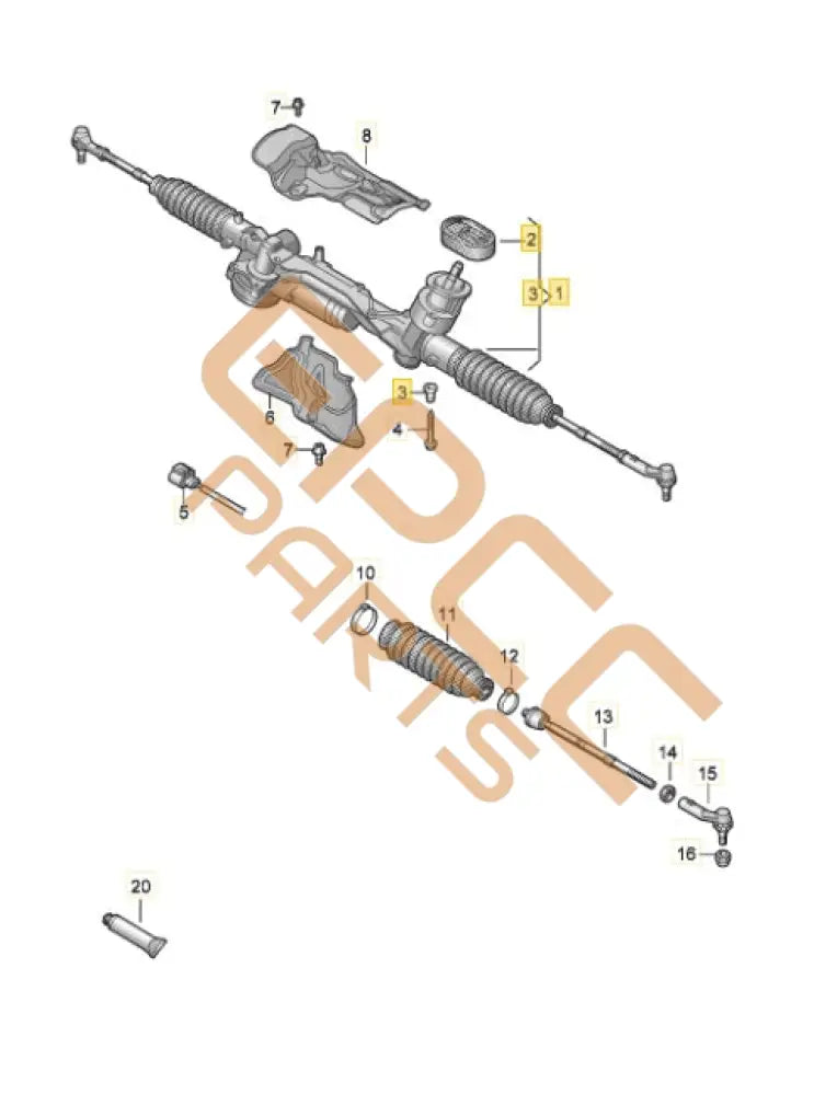 CUPRA BORN STEERING GEAR WITH TIE ROD 1EC423058S 1EA423810B