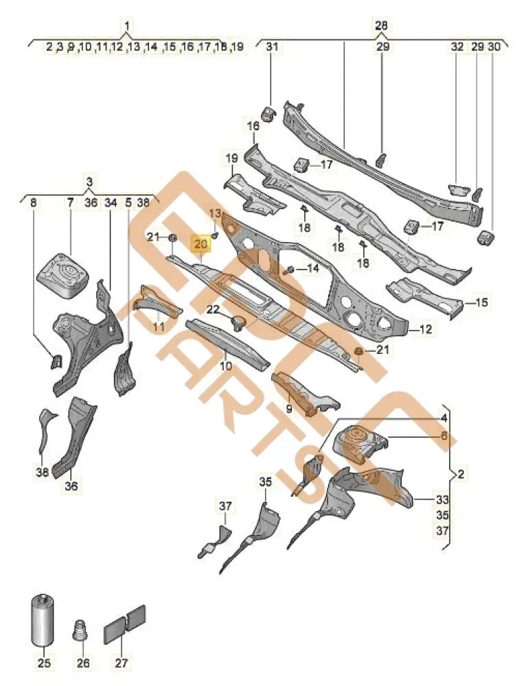 SEAT CUPRA BORN 2023 WATER BOX FRONT PANEL 10A806239