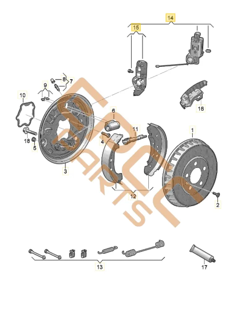 CUPRA BORN WHEEL BEARING HOUSING WITH PARKING BRAKE 1EA927282 1EA505434N