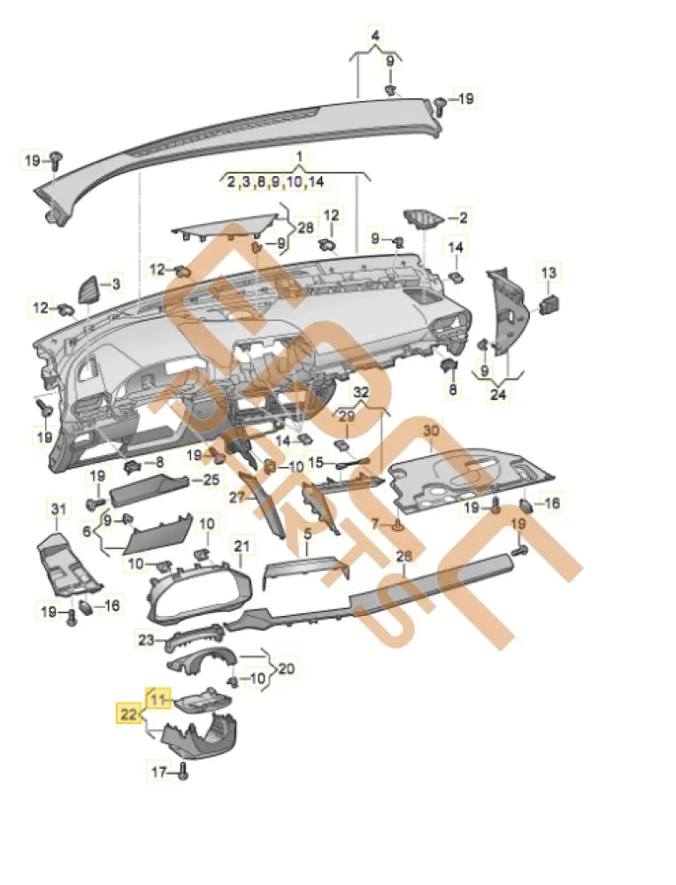 CUPRA COVER FOR STEERING COLUMN 5FA858559A
