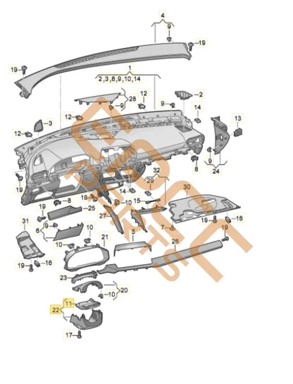 CUPRA COVER FOR STEERING COLUMN 5FA858559A