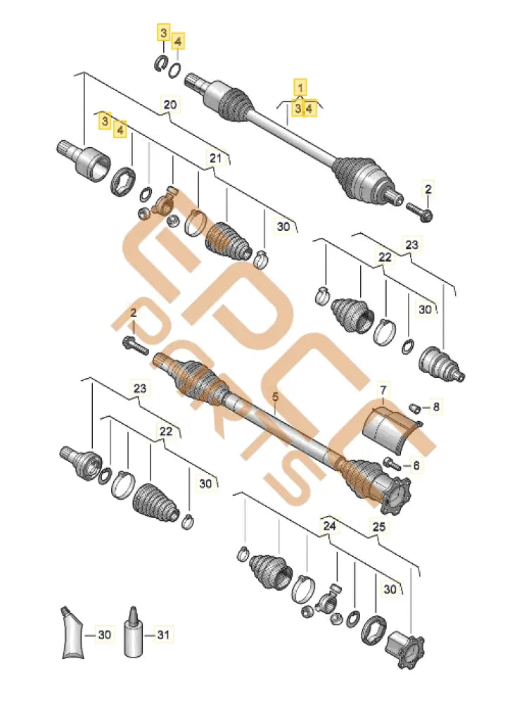 CUPRA DRIVE SHAFT WITH CONSTANT VELOCITY JOINTS 5QN407272Q