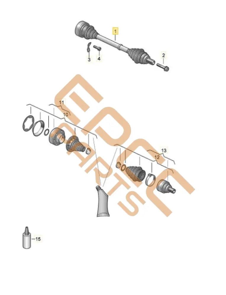 CUPRA DRIVE SHAFT WITH CONSTANT VELOCITY JOINTS (LEFT) 5Q0501203C