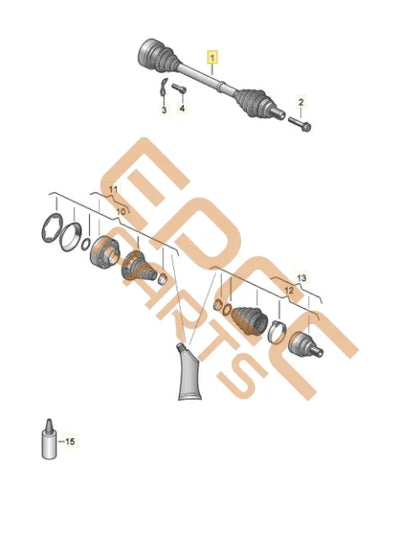 CUPRA DRIVE SHAFT WITH CONSTANT VELOCITY JOINTS (LEFT) 5Q0501203C