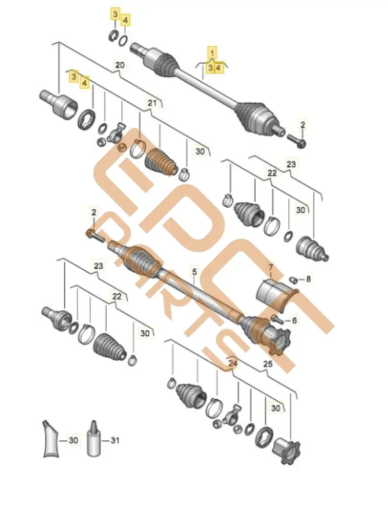 SEAT CUPRA FORMENTOR 2022 DRIVE SHAFT WITH CONSTANT VELOCITY JOINTS (LEFT) 3Q0407271CC 3Q0407271AH