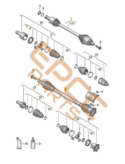 SEAT CUPRA FORMENTOR 2022 DRIVE SHAFT WITH CONSTANT VELOCITY JOINTS (RIGHT) 3Q0407272DH 3Q0407272AG