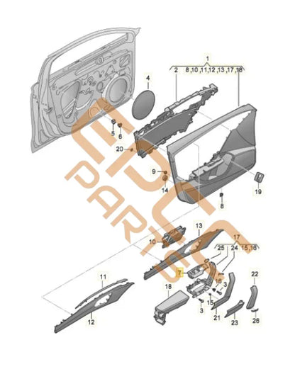SEAT CUPRA FORMENTOR 2022 HANDLE SHELL WITH ELECTRICALLY OPERATED WINDOWS 6F2867171