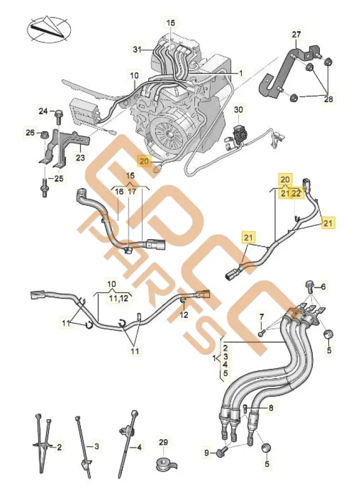 CUPRA FORMENTOR 2022 HIGH VOLTAGE WIRE FOR ELECTRIC A/C COMPRESSOR 5WA971449A