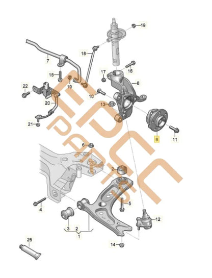 CUPRA FORMENTOR 2022 WHEELHUB WITH BEARING (FRONT RIGHT) 5WA407622D Wheels