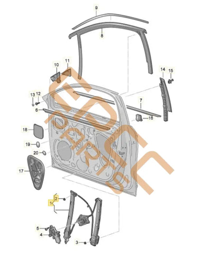 SEAT CUPRA FORMENTOR 2022 WINDOW REGULATOR WITHOUT MOTOR 5FF837462A