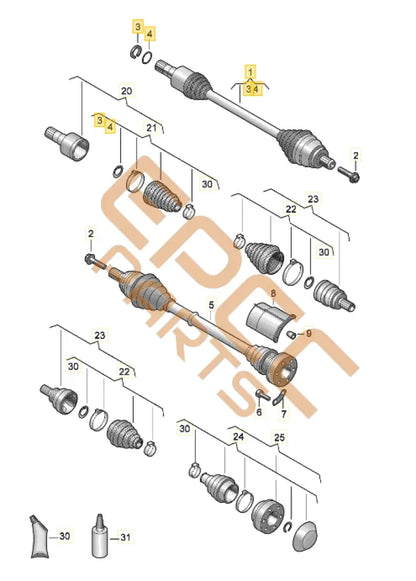 CUPRA LEON 2023 DRIVE SHAFT LEFT 5Q0407271CQ