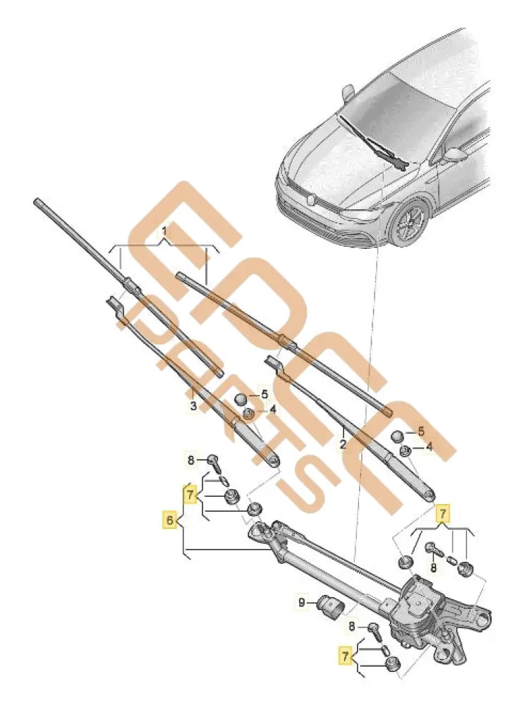 CUPRA LEON 2023 WINDOW WIPER MOUNTING WITH WIPER MOTOR 5FC955023B