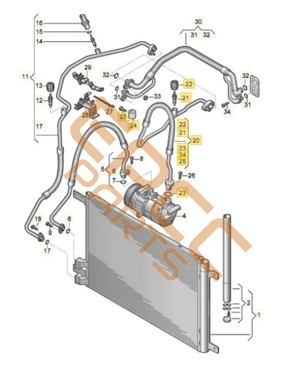 CUPRA REFRIGERANT LINE SET 5WA816743B 5WC816738A 5Q0816741C