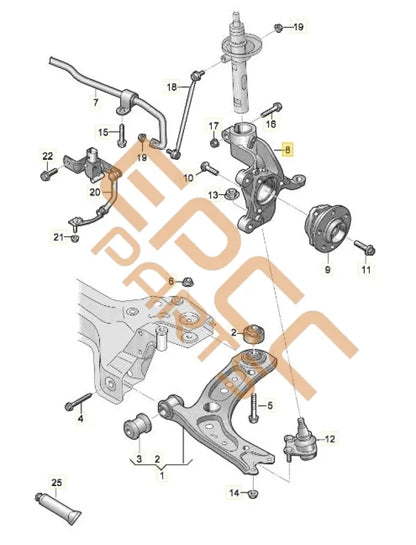 CUPRA WHEEL BEARING HOUSING (RIGHT FRONT) 5WA407254A 5WA407258C Wheels