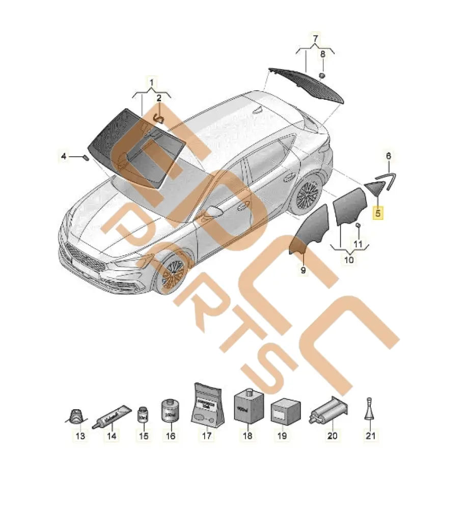 SEAT CUPRA FORMENTOR 2022 SIDE WINDOW RIGHT REAR 5FF845300H